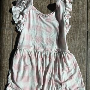 Little Sleepies - Pink Gingham Flutter Twirl Dress w/ Bodysuit